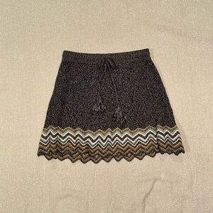 Ecoté Urban Outfitters brown zig zag mini skirt size M